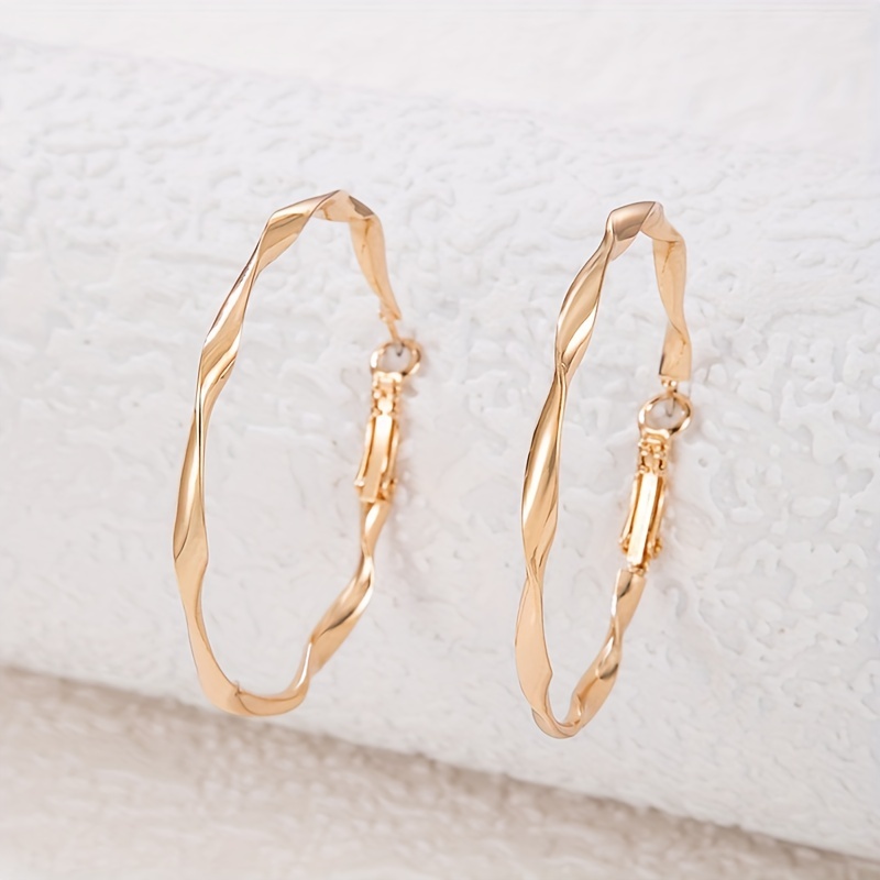 C Shaped Twist Hoop Earrings for Women